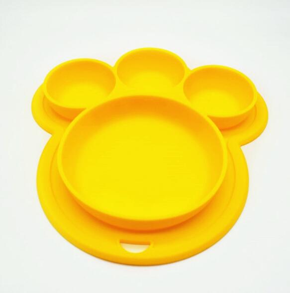 Silicone Toddler Plate: Bear Paw Divided Dinner Dish