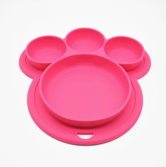 Silicone Toddler Plate: Bear Paw Divided Dinner Dish