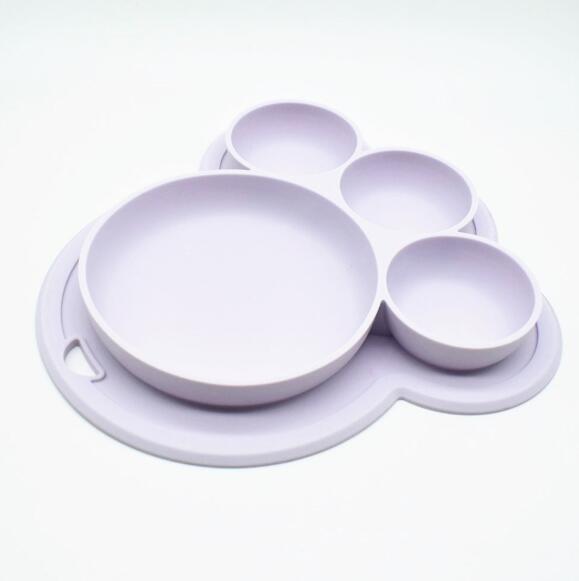 Silicone Toddler Plate: Bear Paw Divided Dinner Dish