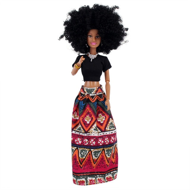 African Fashion Doll 30cm Jointed Outfit & Accessories