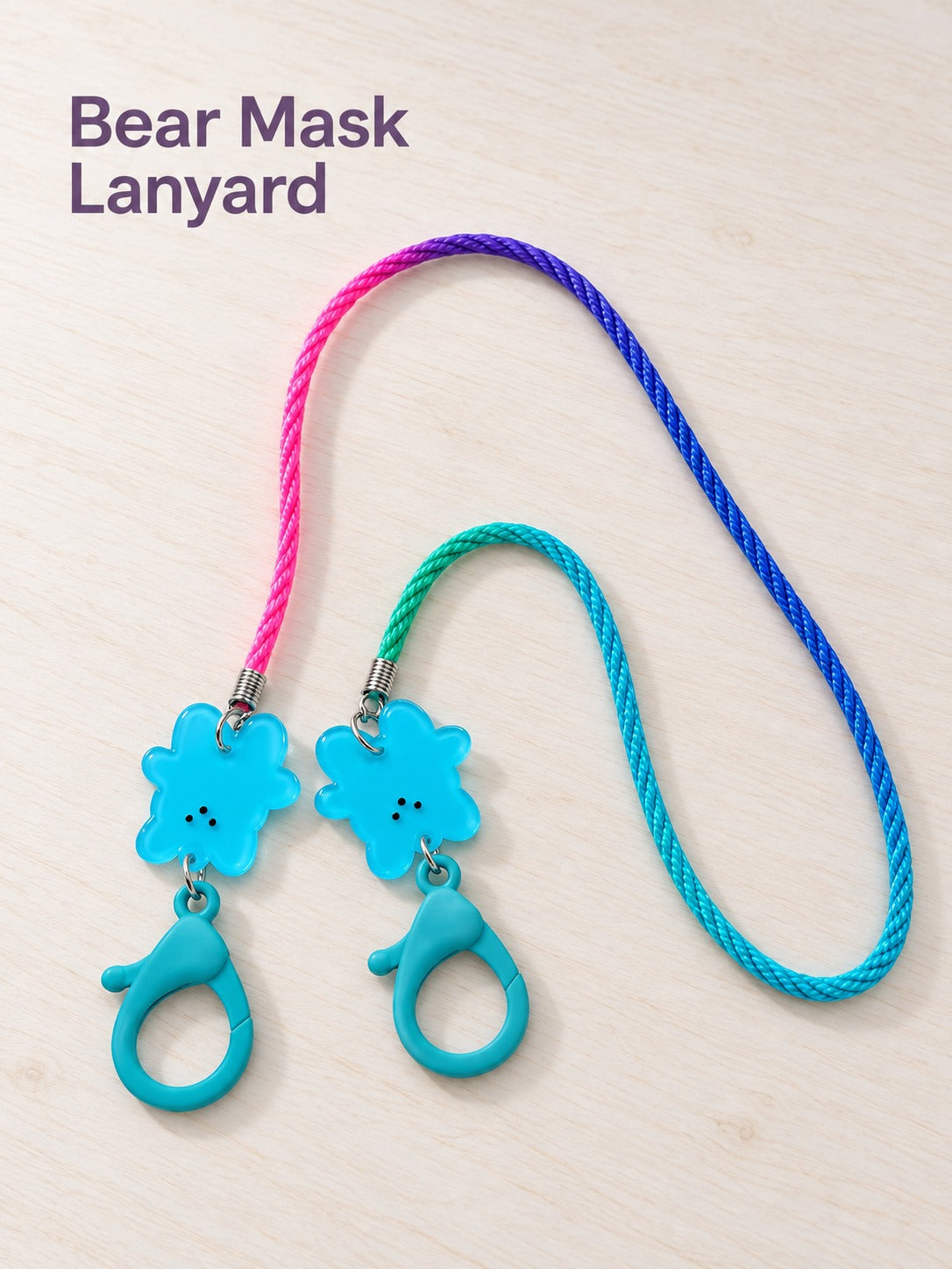 Kids Pastel Jelly Bear Mask Lanyard for School Days