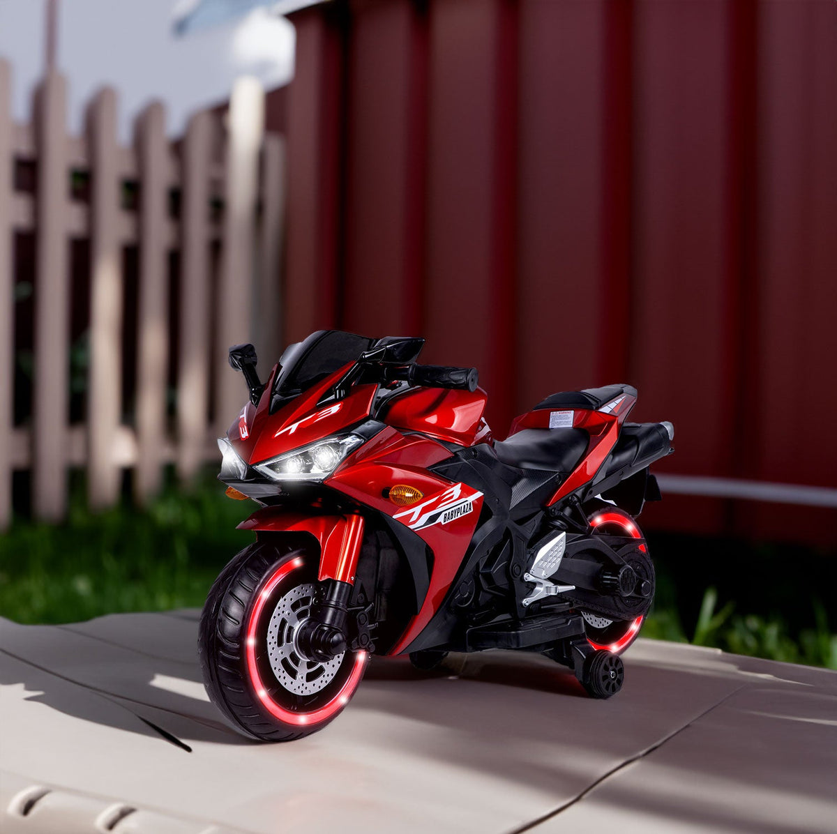 Kids 12V Ride-On Motorcycle With Stable Training Wheels
