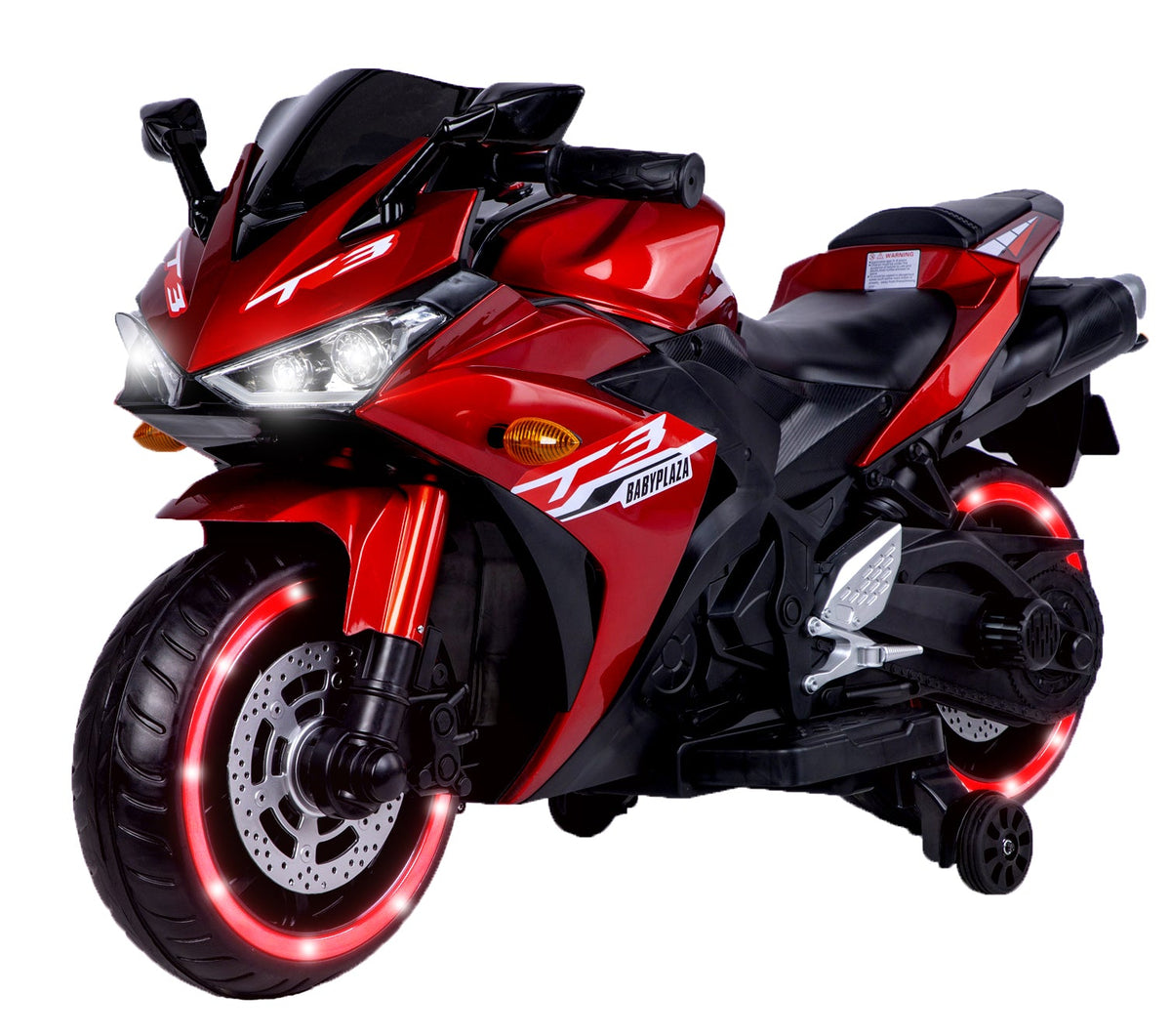 Kids 12V Ride-On Motorcycle With Stable Training Wheels