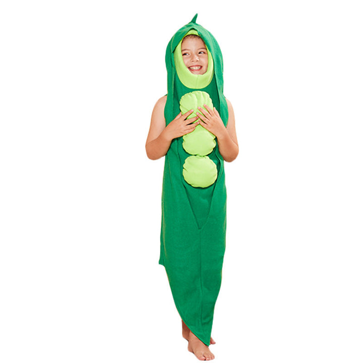 Kids Pea Pod Costume With Padded Pea Details, Green