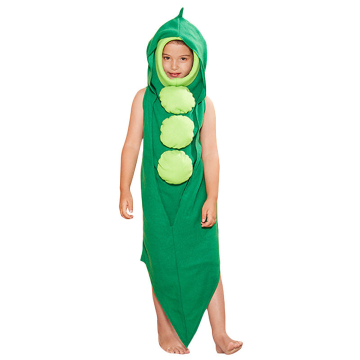 Kids Pea Pod Costume With Padded Pea Details, Green