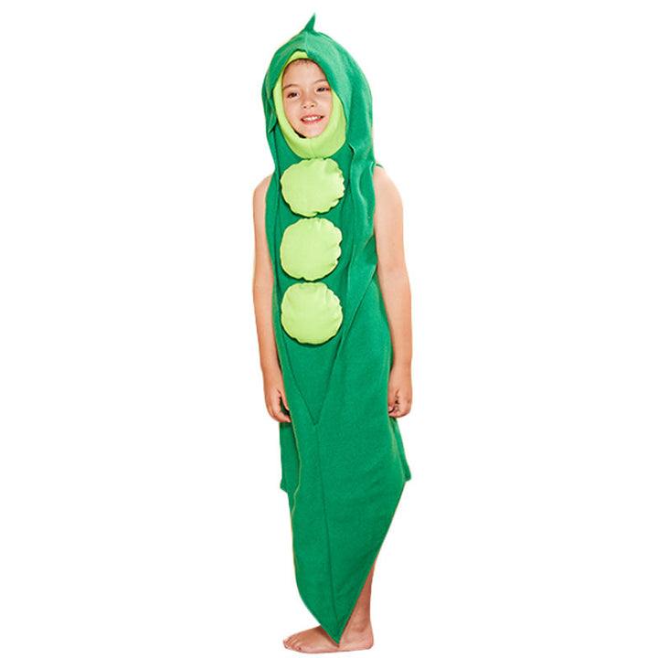 Kids Pea Pod Costume With Padded Pea Details, Green