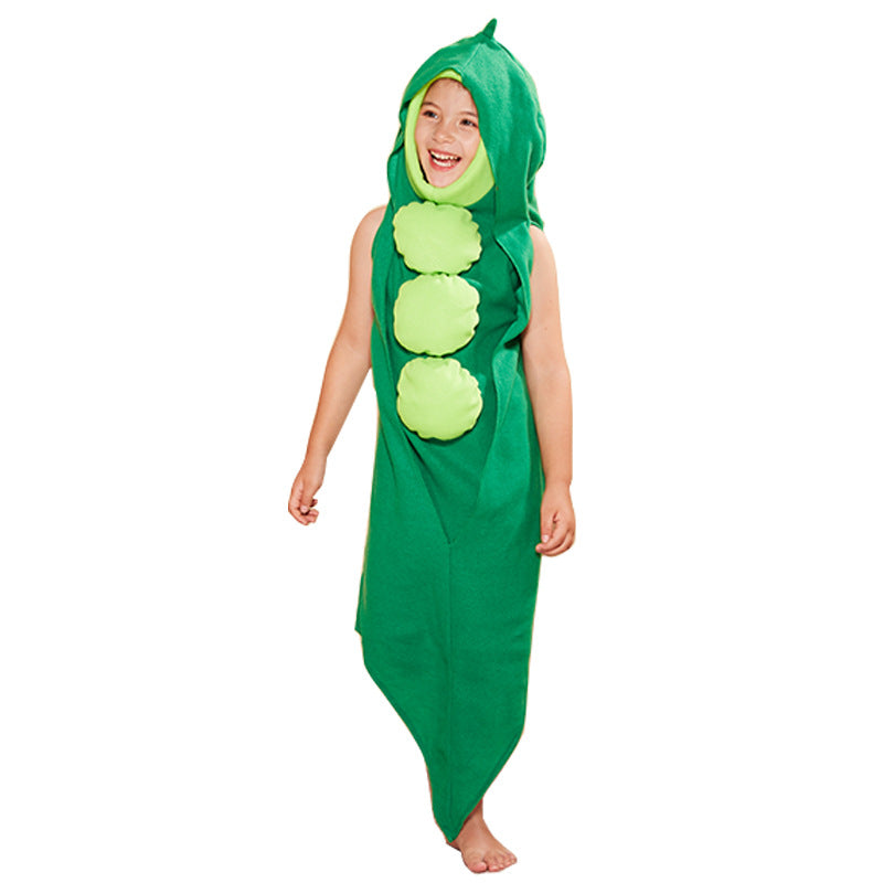 Kids Pea Pod Costume With Padded Pea Details, Green