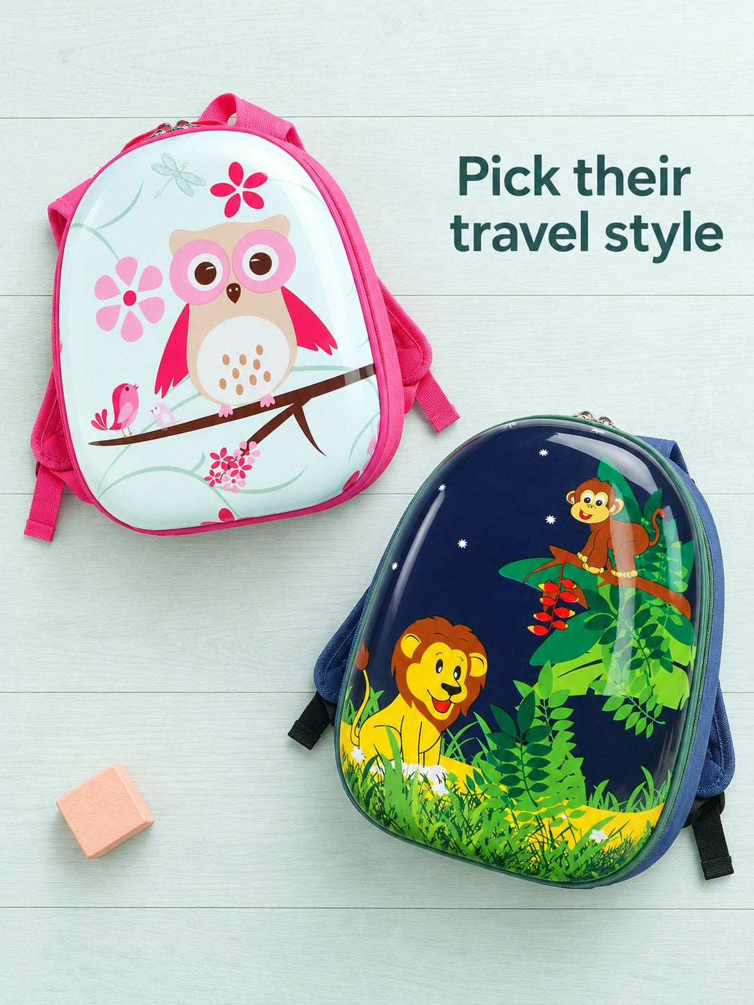 Kids Rolling Luggage Set: Cartoon Animal Spinner Suitcase