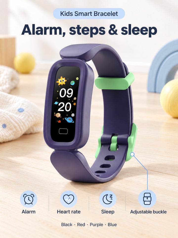 Kids Smart Bracelet with Alarm, Heart Rate & Sleep
