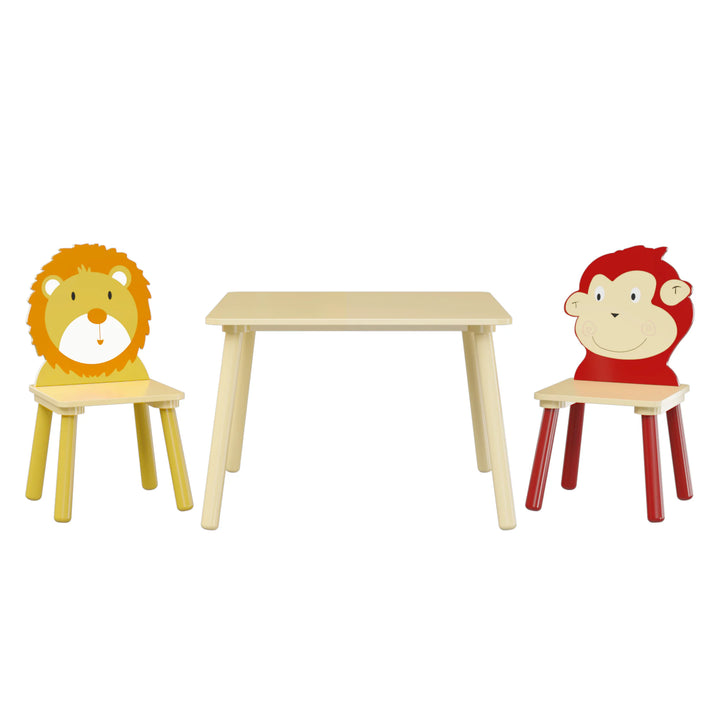 Toddler Table and Chair Set with Lion and Monkey Design