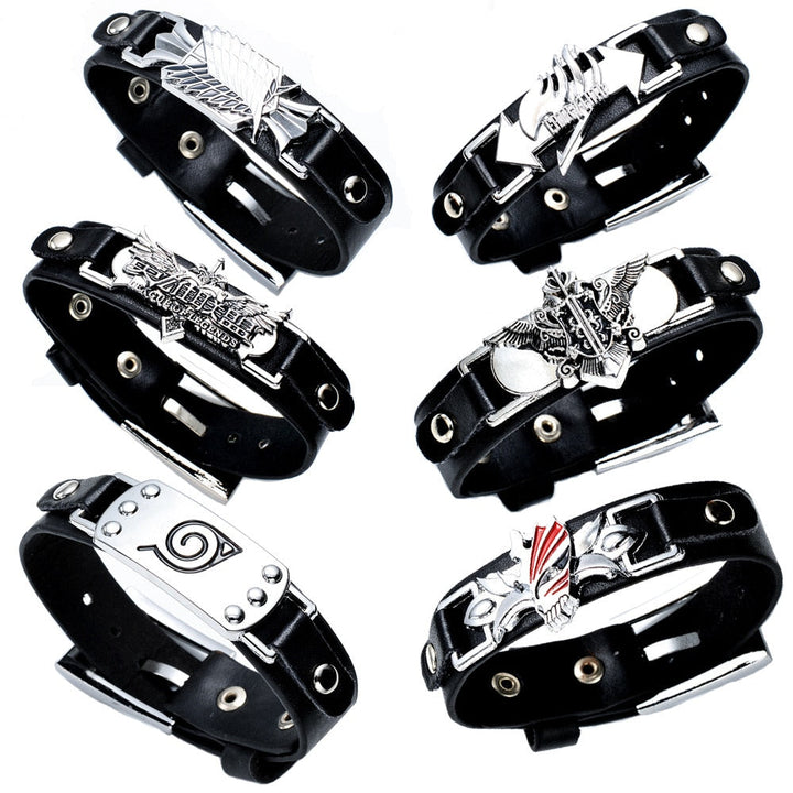 Anime Faux-Leather Wristband for Cosplay & Streetwear