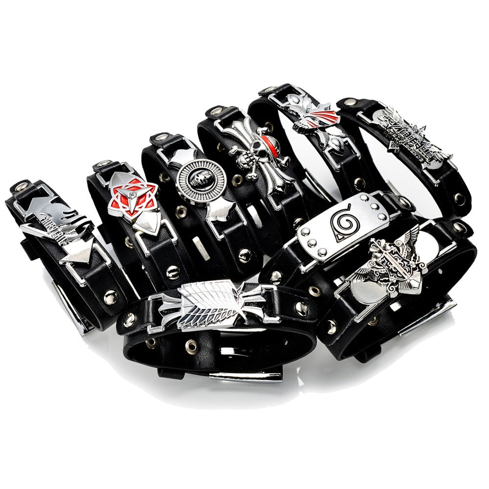 Anime Faux-Leather Wristband for Cosplay & Streetwear