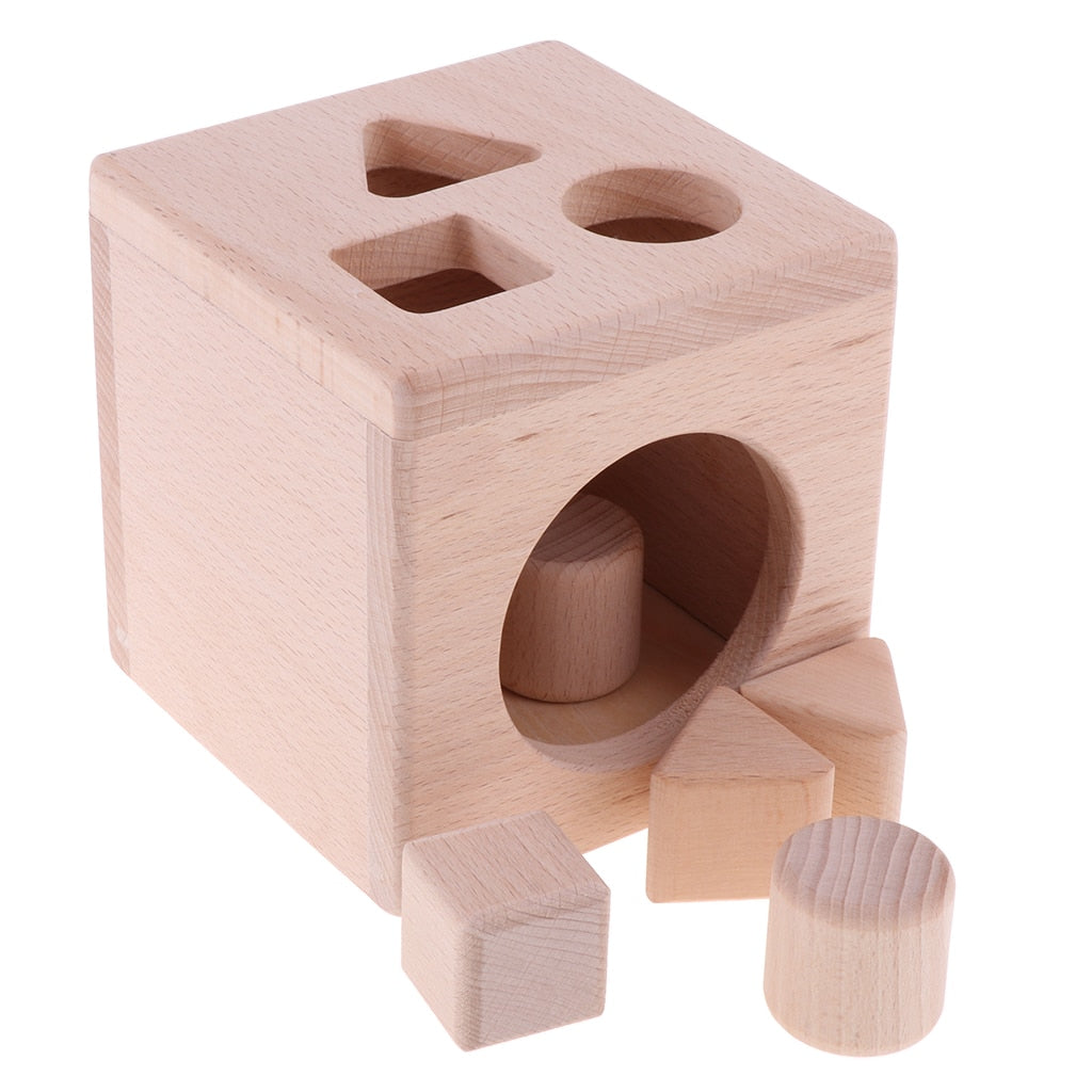 Wooden Shape Sorter Cube for Screen-Free Learning