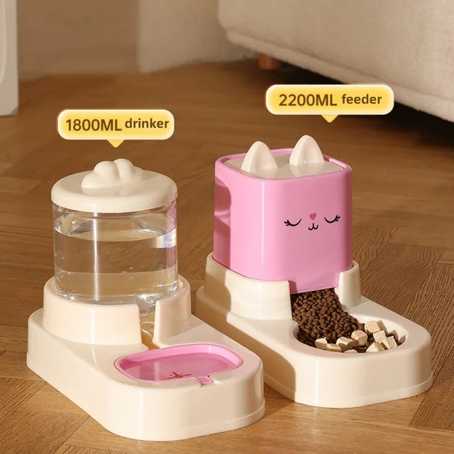 Cat Water Dispenser & Food Feeder for Tidy Meals