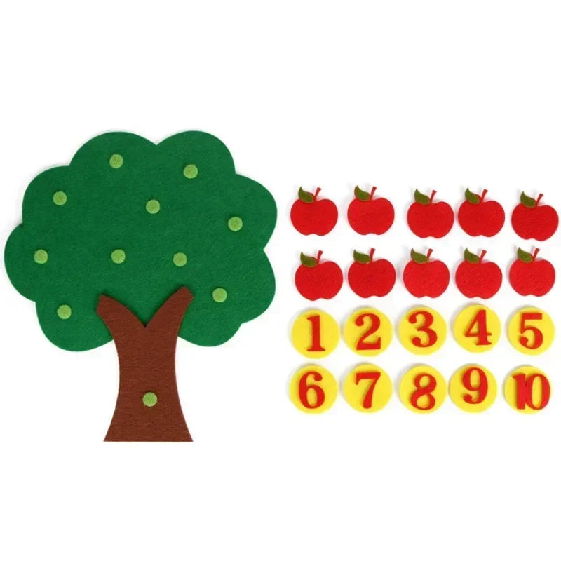 Felt Apple Tree Counting Toy for Early Math Learning