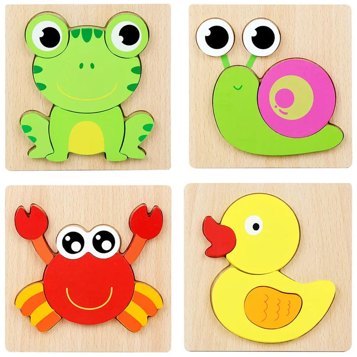 3D Wooden Animal Puzzles for Hands-On Early Learning