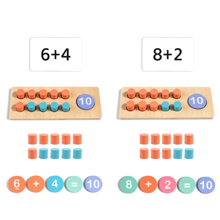 Wooden Ten Frame Math Toy for Early Number Sense Play