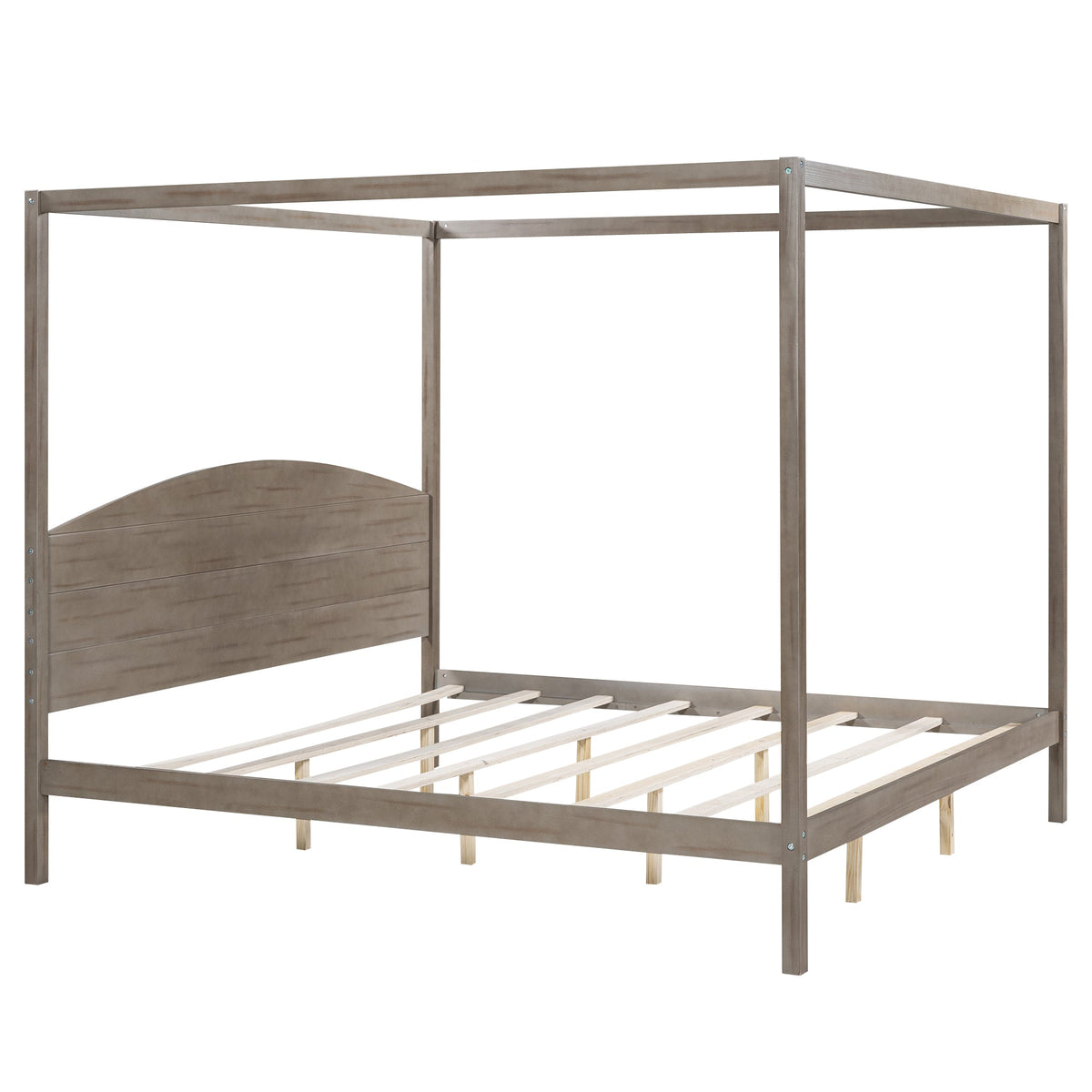 King Size Canopy Platform Bed with Arched Headboard