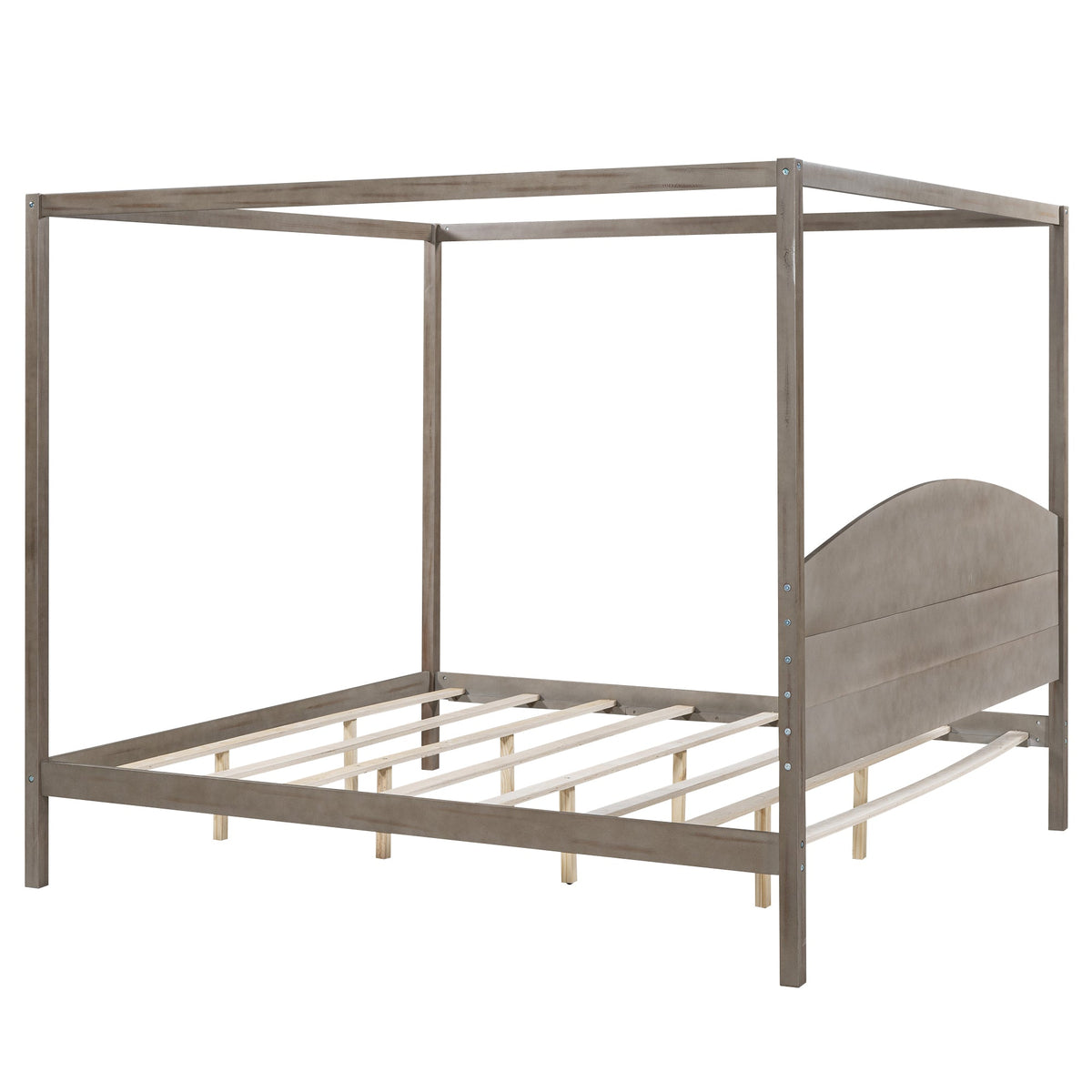 King Size Canopy Platform Bed with Arched Headboard
