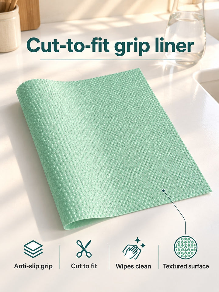 Cut-to-Fit Anti-Slip Fridge & Cabinet Liner That Wipes Clean