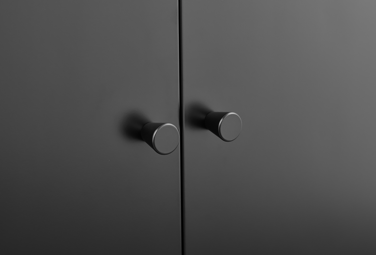 Black Steel Buffet Cabinet with Lockable Doors and Shelves