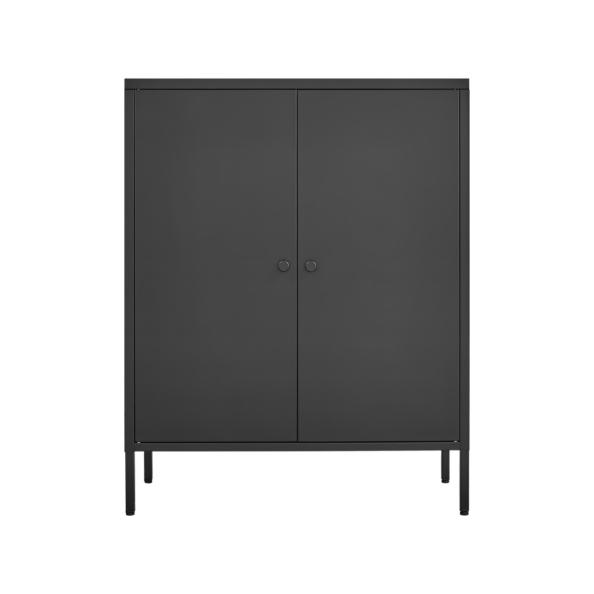 Black Steel Buffet Cabinet with Lockable Doors and Shelves
