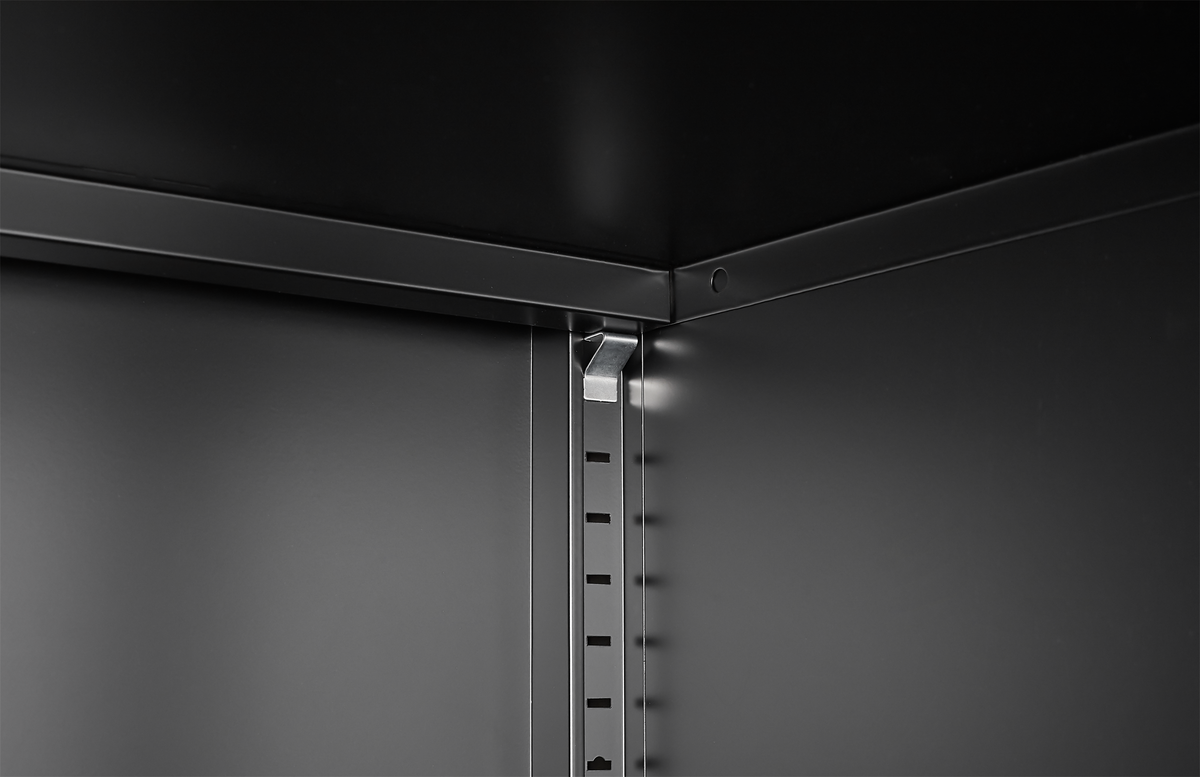 Black Steel Buffet Cabinet with Lockable Doors and Shelves