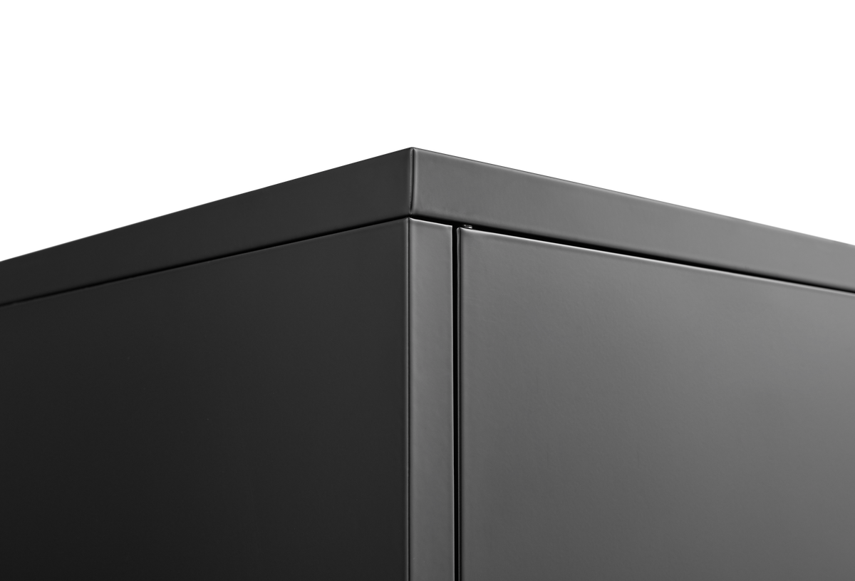 Black Steel Buffet Cabinet with Lockable Doors and Shelves