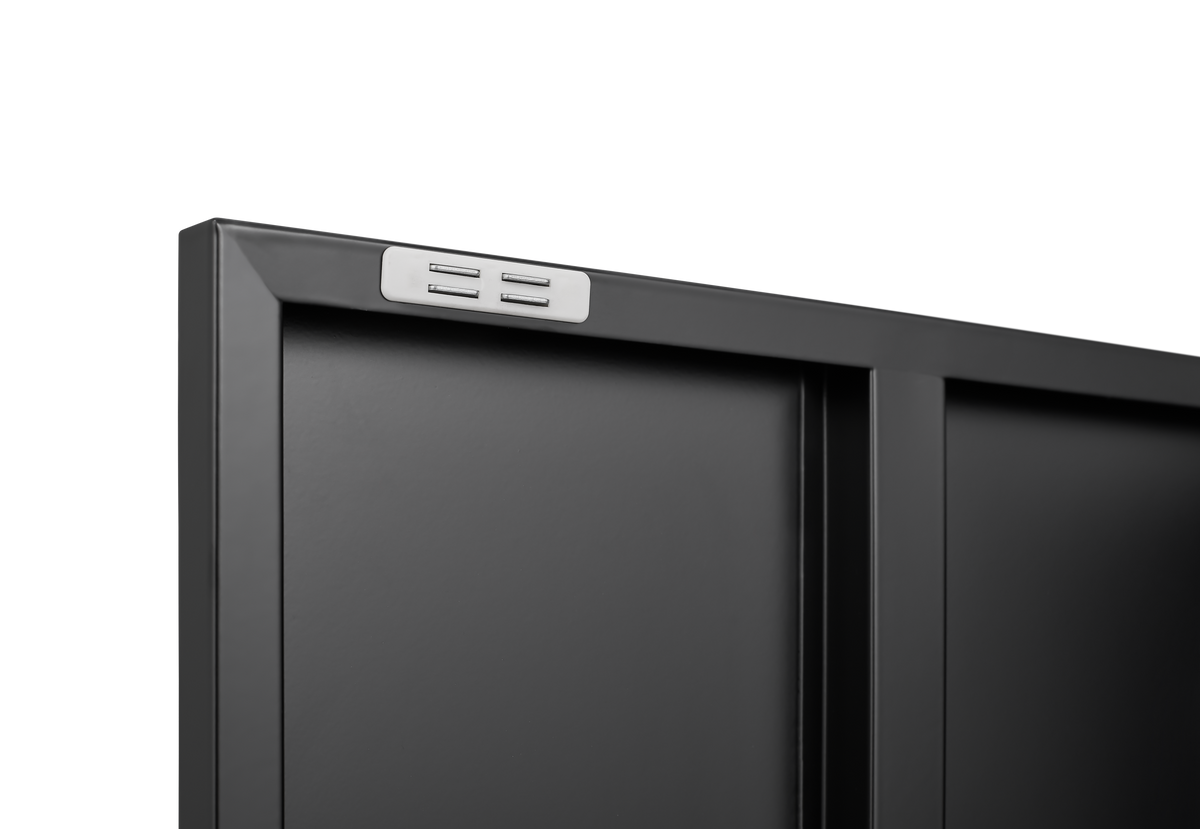 Black Steel Buffet Cabinet with Lockable Doors and Shelves