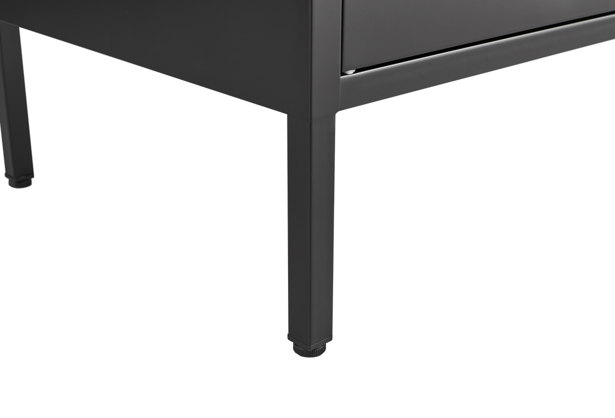 Black Steel Buffet Cabinet with Lockable Doors and Shelves