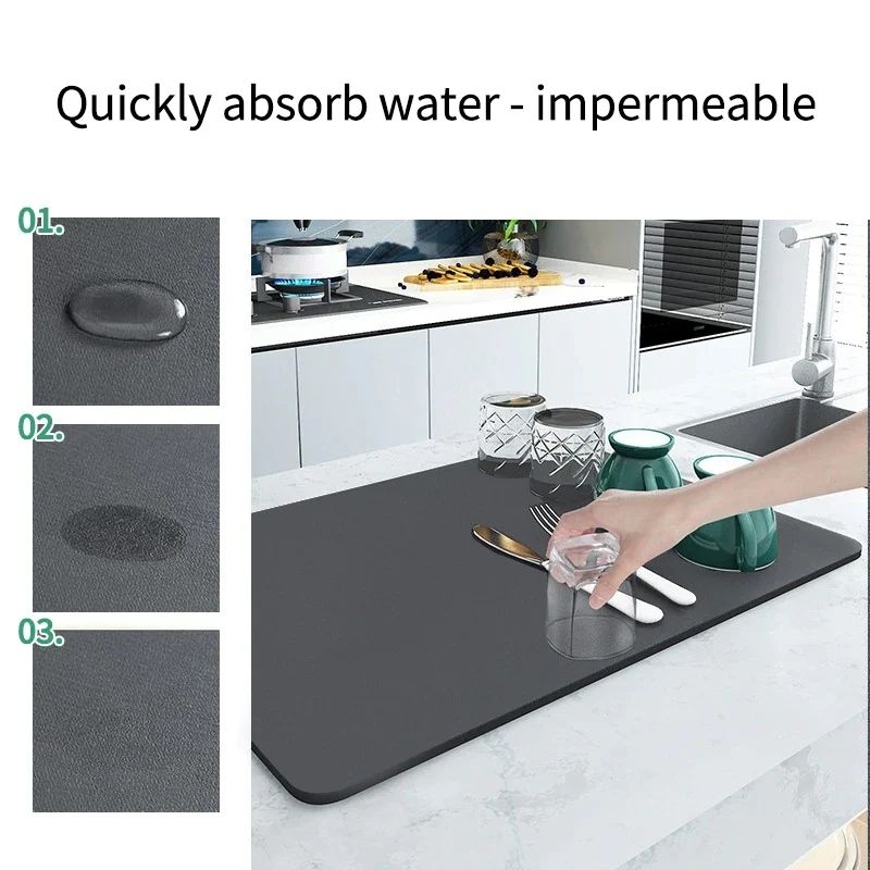 Kitchen Countertop Drying Mat for Spill-Free Prep