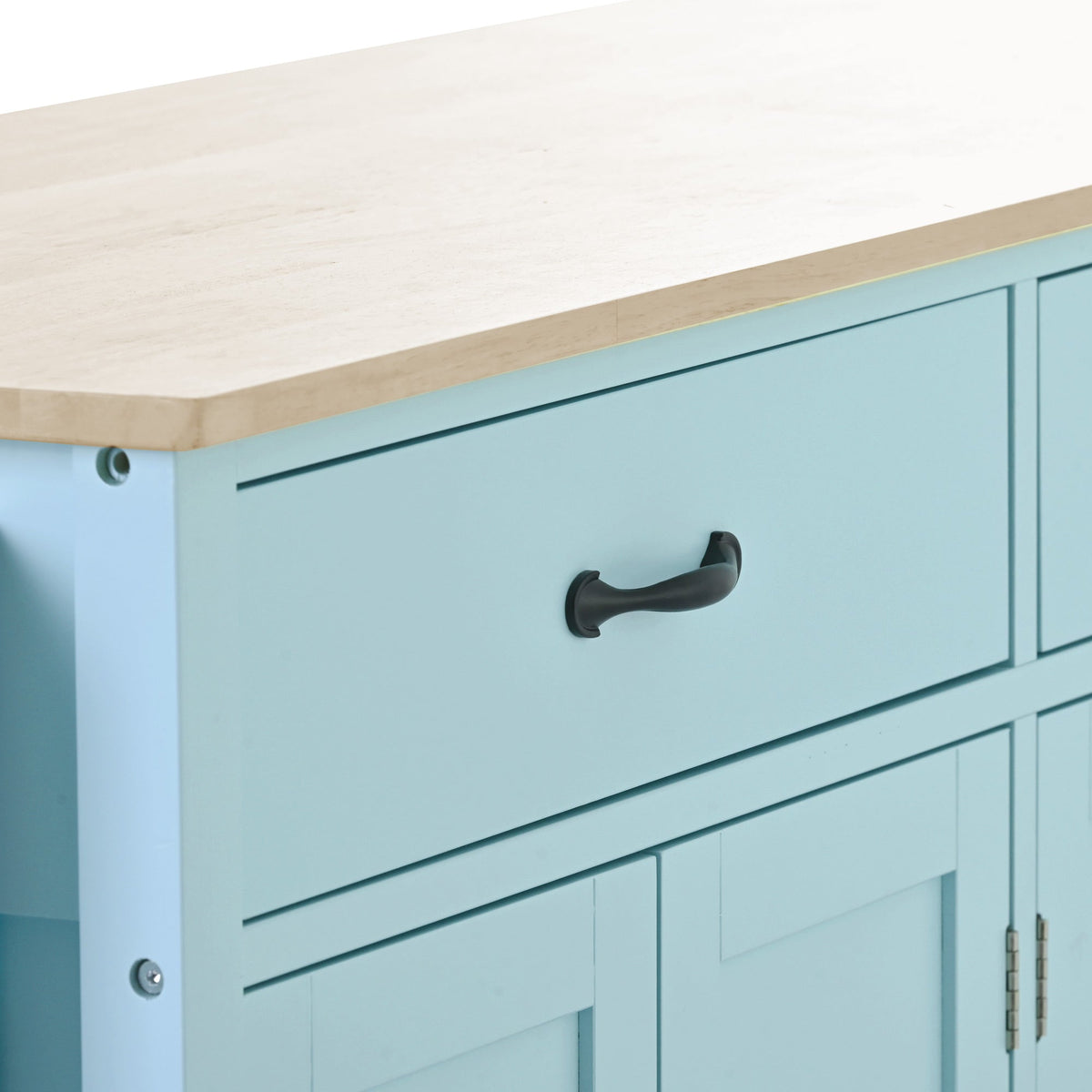 Rolling Kitchen Island Cart with Solid Wood Top & Storage