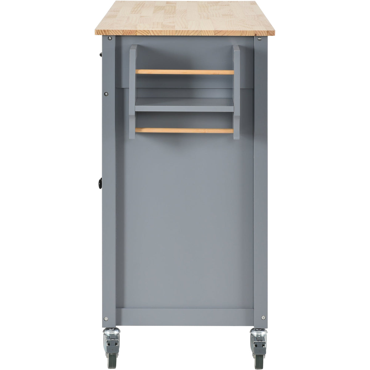 Kitchen Island Cart with Solid Wood Top and Lockable Wheels