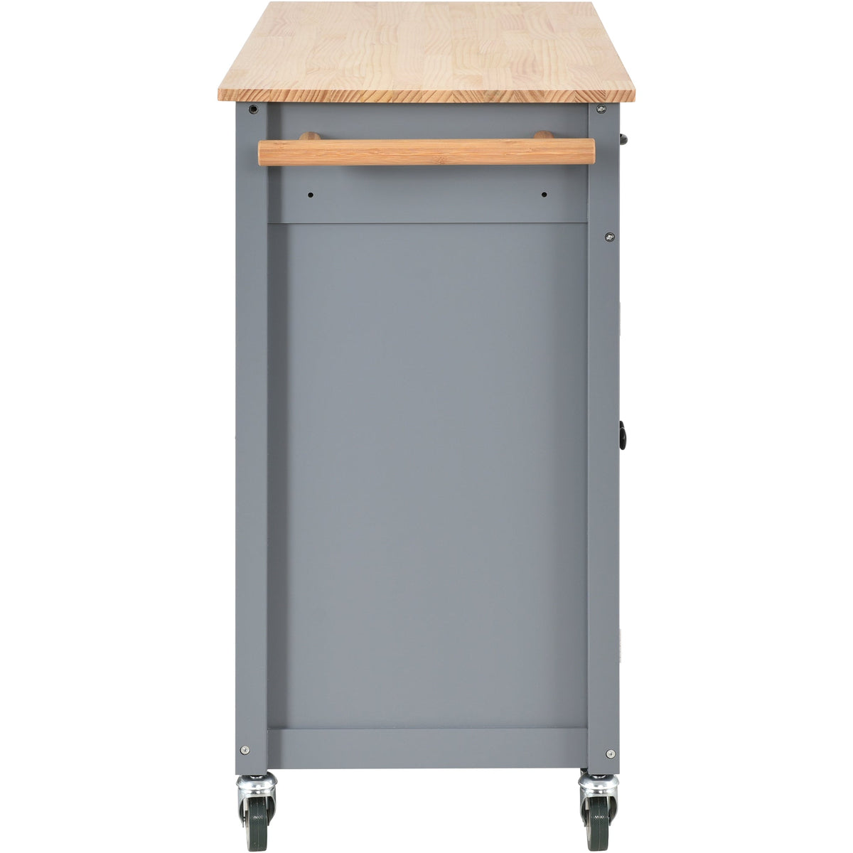 Kitchen Island Cart with Solid Wood Top and Lockable Wheels