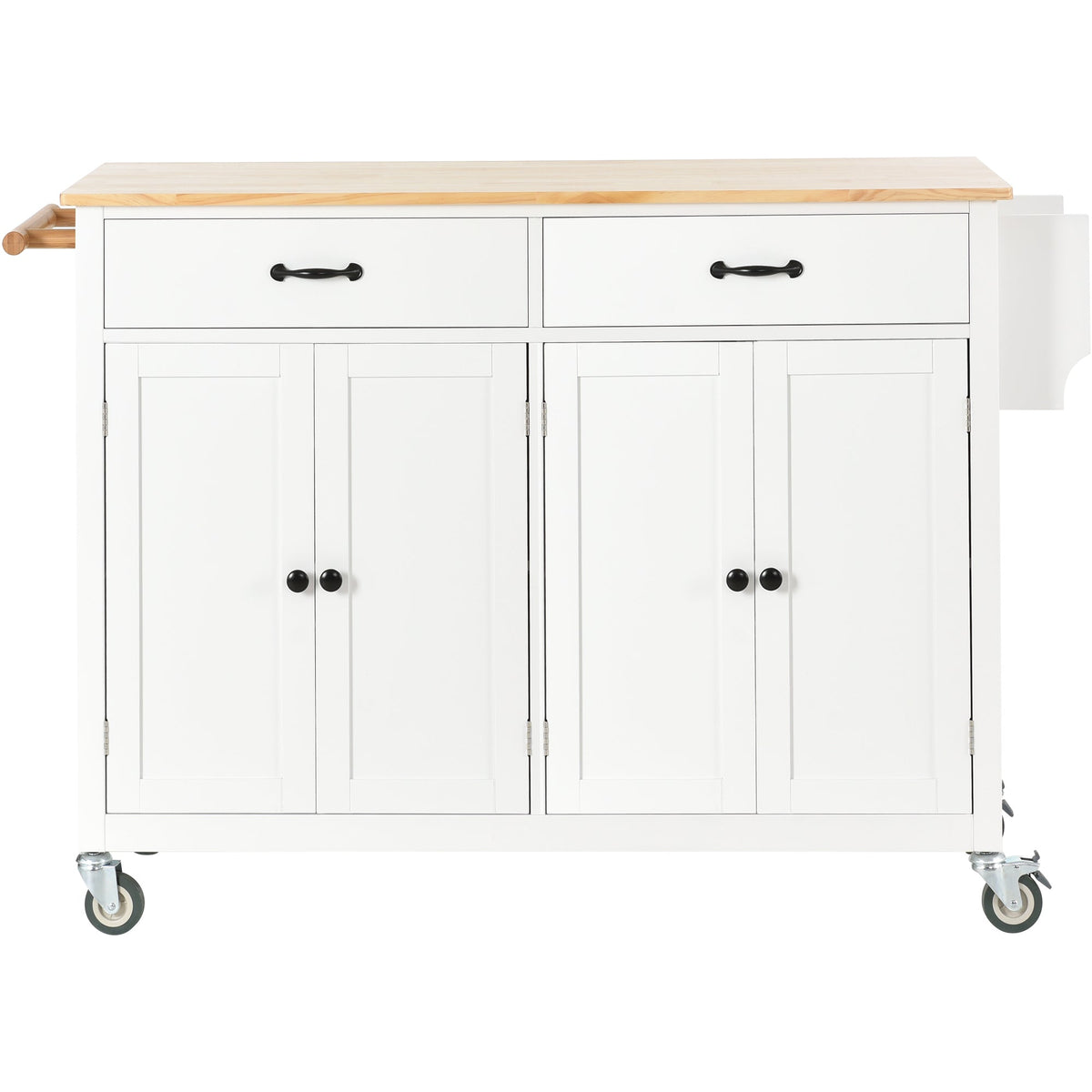 Solid Wood Top Kitchen Island Cart with Locking Wheels
