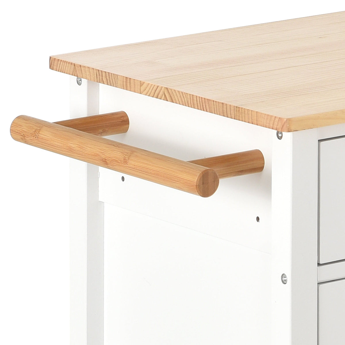 Solid Wood Top Kitchen Island Cart with Locking Wheels