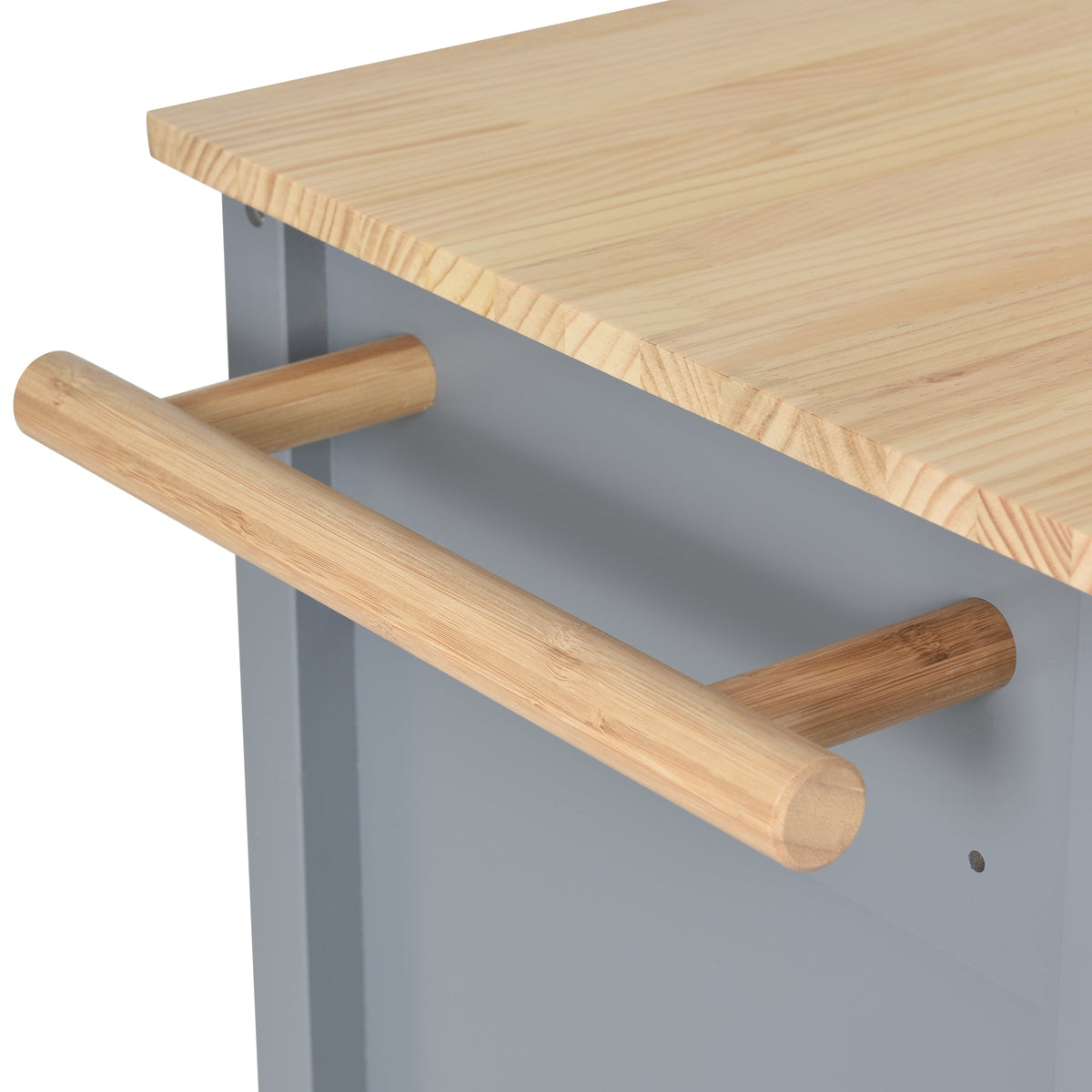Kitchen Island Cart with Solid Wood Top and Lockable Wheels