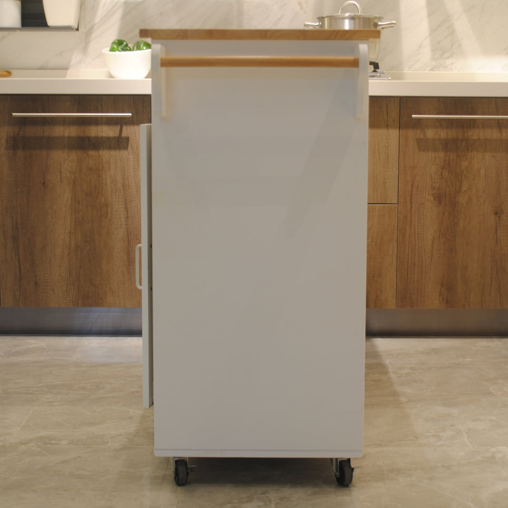 Mobile Kitchen Island with Butcher Block Top & Storage
