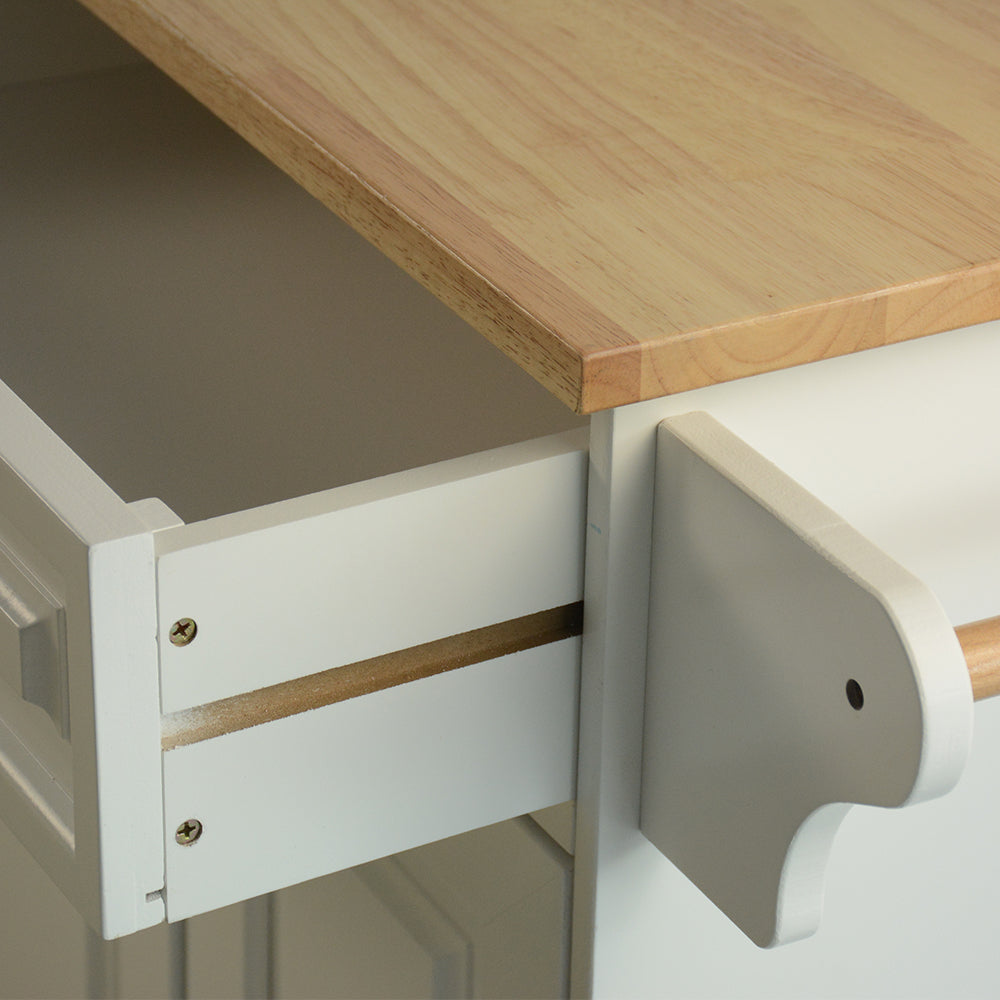 Mobile Kitchen Island with Butcher Block Top & Storage