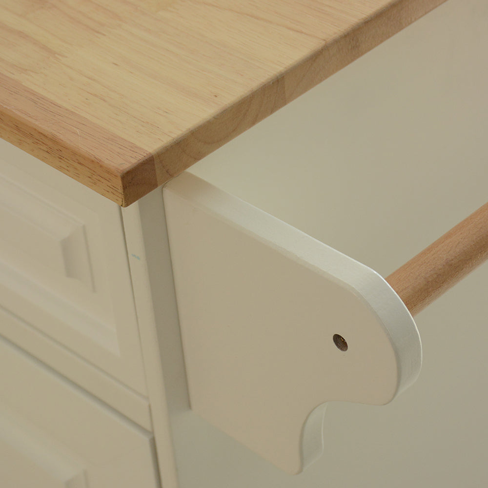 Mobile Kitchen Island with Butcher Block Top & Storage