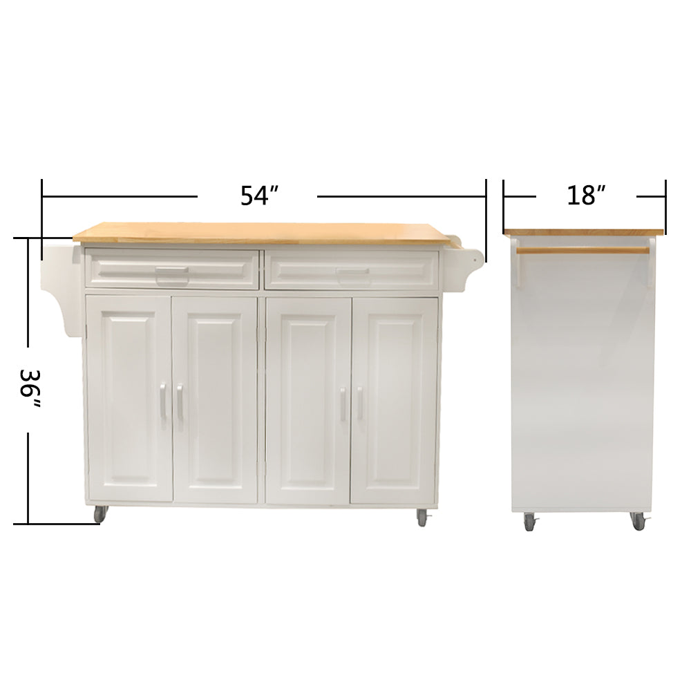Mobile Kitchen Island with Butcher Block Top & Storage