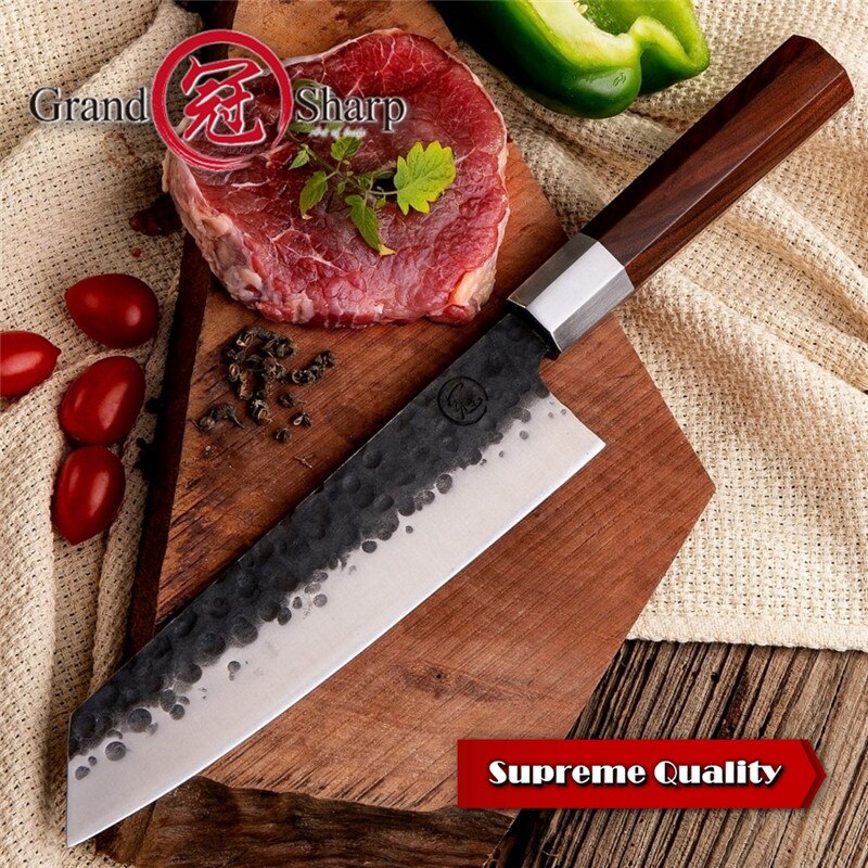 4-Piece Handmade Chef Knife Set with Santoku & Nakiri