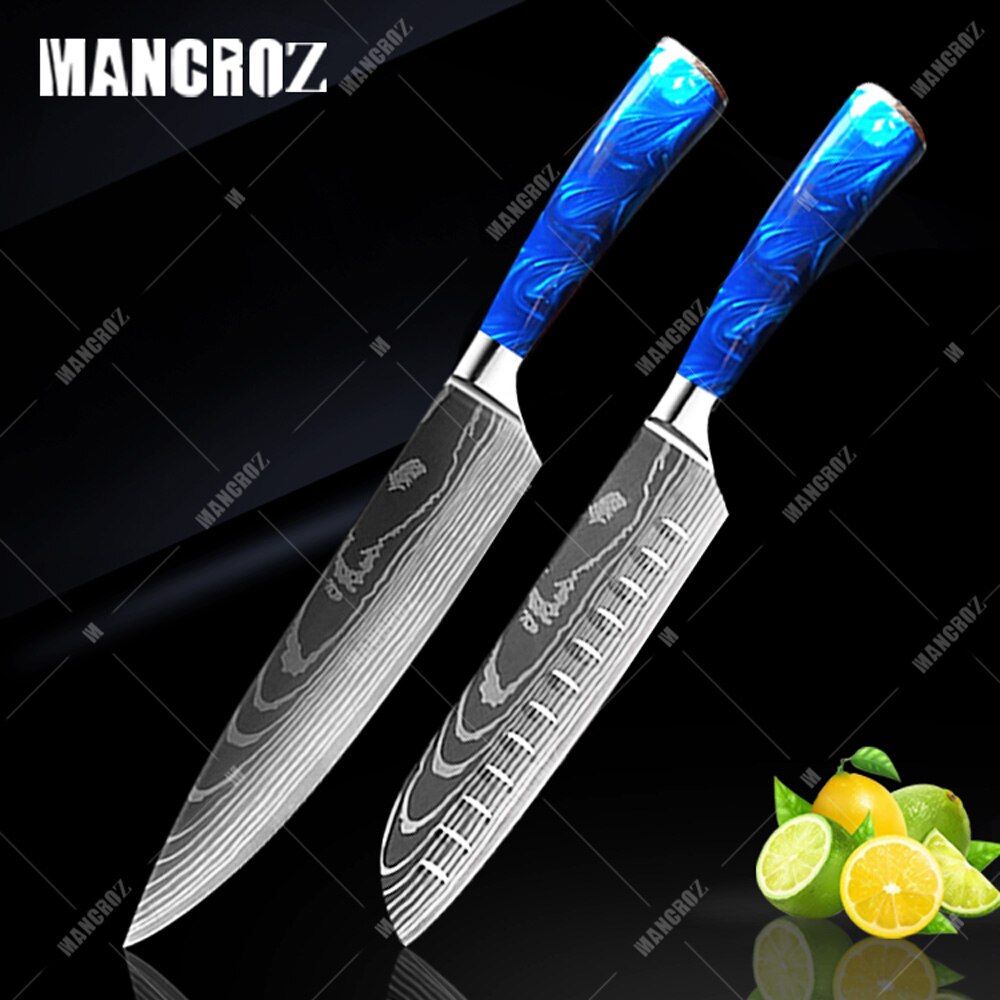 Kitchen Knife Set: 10 Pieces, Sharp Laser Damascus