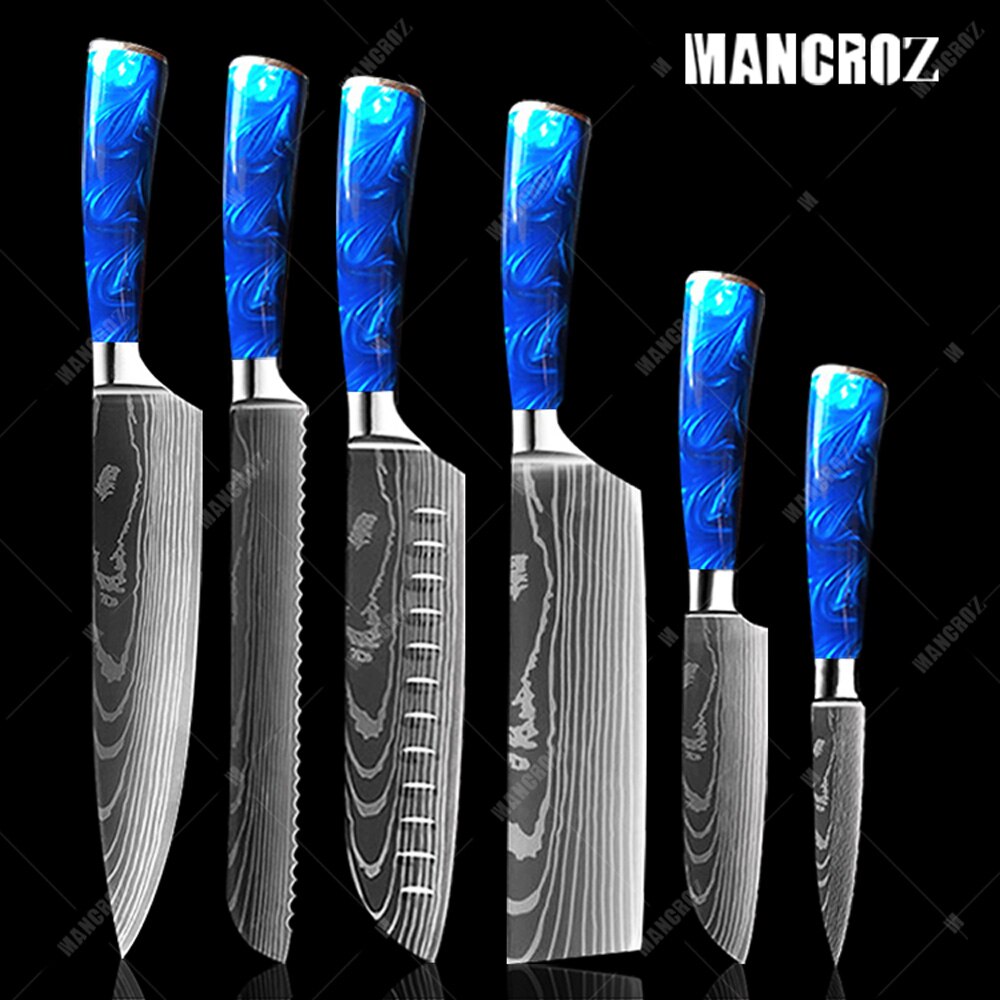 Kitchen Knife Set: 10 Pieces, Sharp Laser Damascus