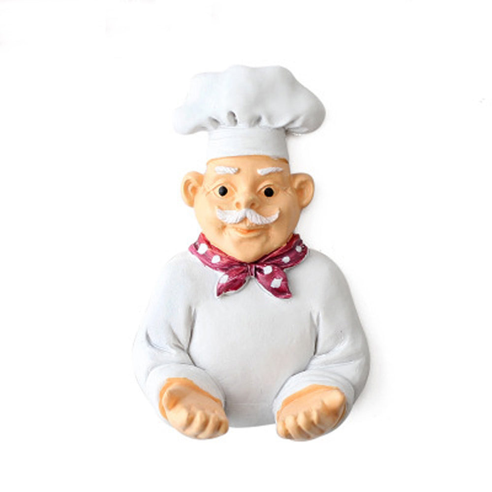 Chef Figurine Plug Holder, Sticky Kitchen Cord Organizer