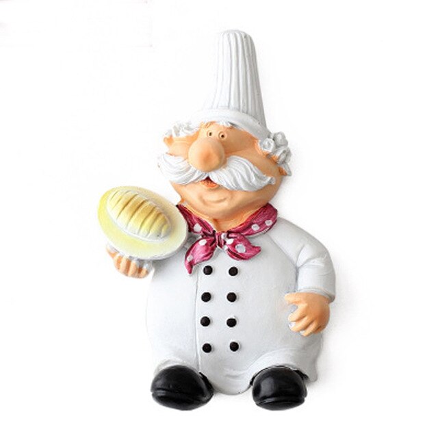 Chef Figurine Plug Holder, Sticky Kitchen Cord Organizer