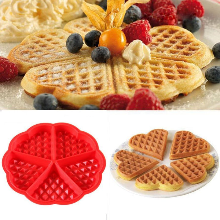 Heart Silicone Waffle Mold: Five Mini Heart Waffles