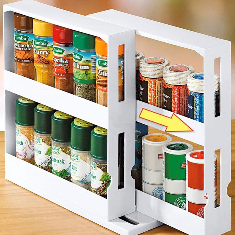 Slide-Out Spice Rack for Kitchen Cabinets, Jars Visible