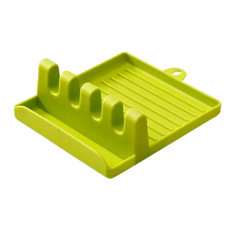 Stove-Side Spoon Rest with Drip Tray and Lid Holder