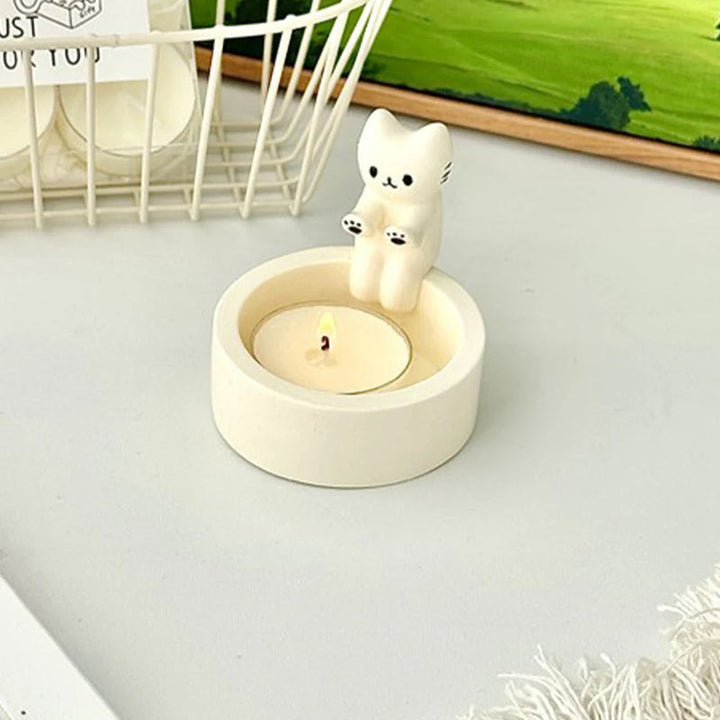 Ceramic Cat Candle Holder for Cozy Ambient Home Decor